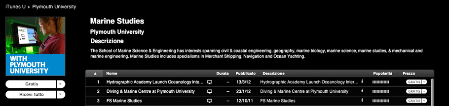 Il corso di Marine Studies su iTunes U