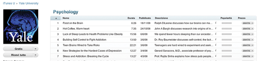 Il corso di Psychology su iTunes U
